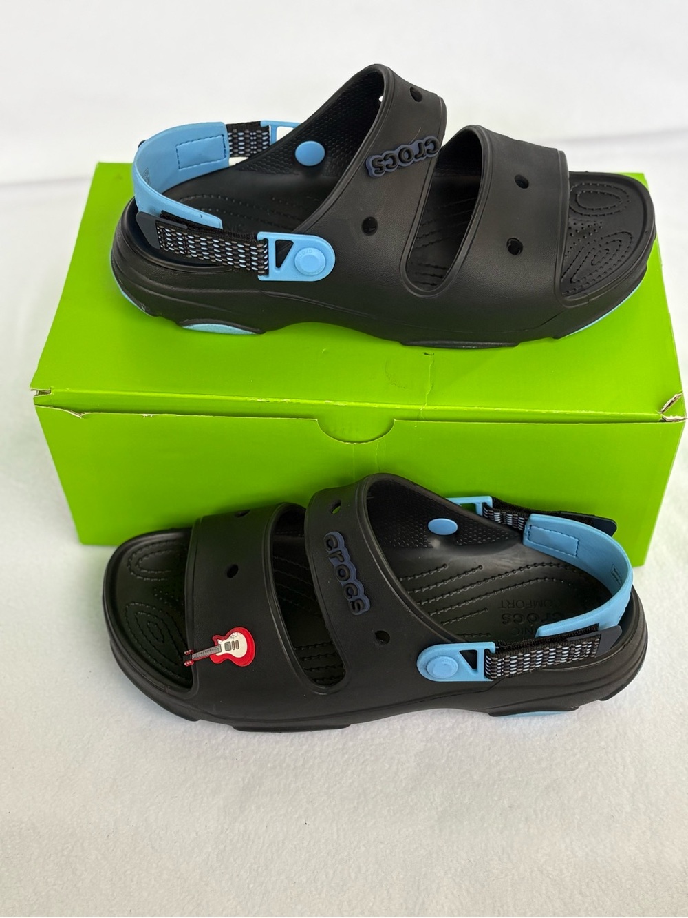 Crocs classic all terrain  black light blue Back Strap Sandals Size _M- 10, W-12